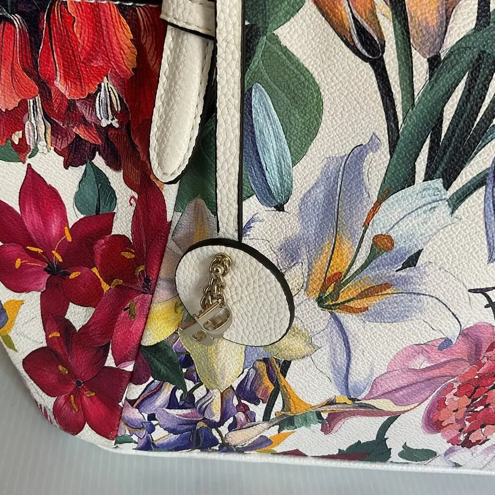 Dana Buchman Floral Satchel Handbag White Multicolor Shoulder Crossbody Bag